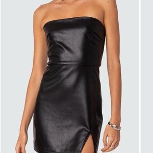 Edikted Black Faux Leather Mini Dress